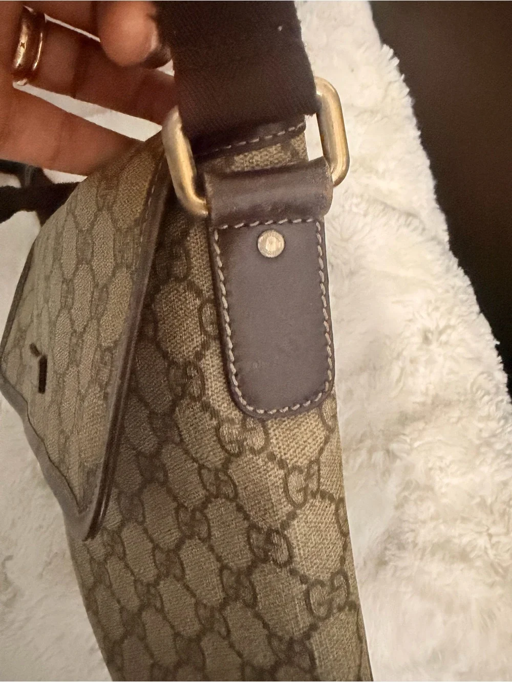 Gucci Beige and Brown Monogram Crossbody Bag